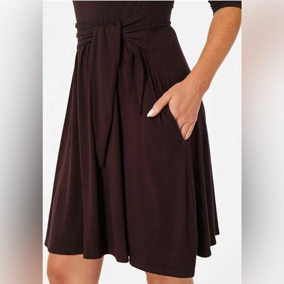 Matilda Jane Women Dress Size Small Eggplant Stretch Knit Pockets Teacher Office - Picture 3 of 12